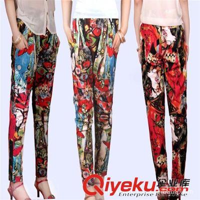 品牌廠家 歐美花哈倫褲女 松緊腰帶插袋雪紡潮抽象圖#OP129圖片|品牌廠家 歐美花哈倫褲女 松緊腰帶插袋雪紡潮抽象圖#OP129產品圖片由廣州金點子服飾公司生產提供-